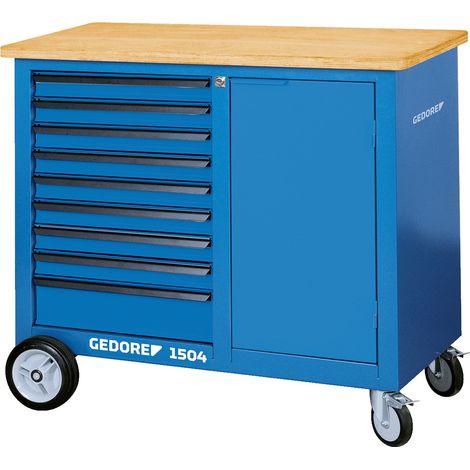 Rollwerkbank 1504 0810 B.1100xT.630xH.985mm 9 Schubladen u.Schrank GEDORE (1/5)
