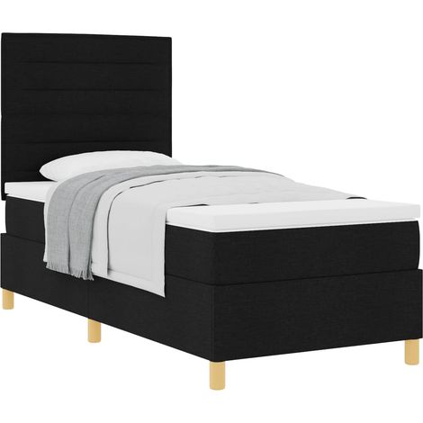 Lit simple  Lit adulte  Lit à ressorts avec matelas Noir 80 x 200 cm tissu