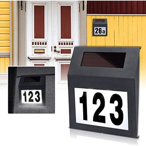 Numéro de Maison Solaire Lumineux LED Éclairé avec 2 LED Numéro de Maison en Acier Inoxydable Numéro de Maison Éclairé LED - Anthracite NAIZY
