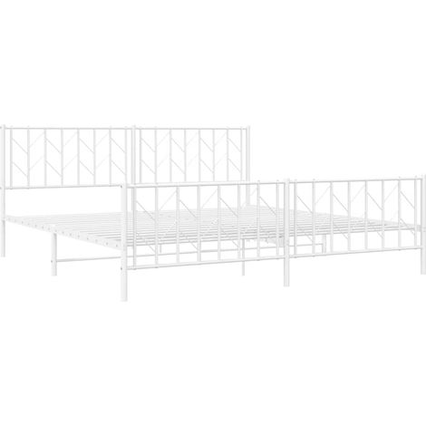 vidaXL Giroletto con Testiera e Pediera Metallo Bianco 193x203 cm (1/5)