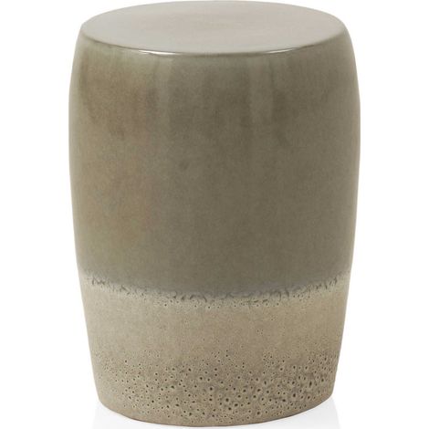tabouret céramique vert gris brillant déco salon ou jardin - vert gris céramique brillant (1/3)