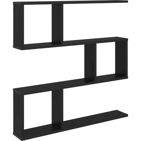Wall Shelf Black Oak 80 x 12 x 79.5 cm Engineered Wood vidaXL (1/5)