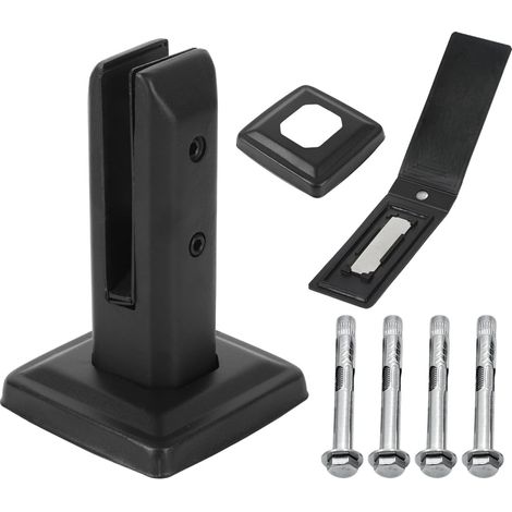 Pince à verre debout - Noir - Supports de verre avec vis en acier inoxydable 304 - H 160 mm - Pinces de poteau pour verre de 10-13 mm - Pour rampe d'escalier, clôture, piscine, terrasse, clôture (1/5)