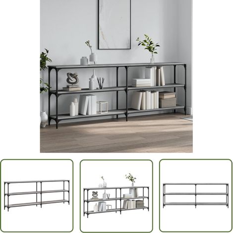 The Living Store Table console sonoma gris 200x29x75 cm bois d'ingénierie - Table Basse - Meuble D'entrée - Table D'appoint - Table Console - Design Industriel (1/5)