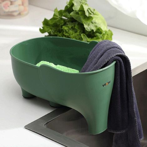Panier égouttoir Yanyu Kitchen Elephant, passoire d'évier, panier à restes, panier à linge, vert mousse (1/5)