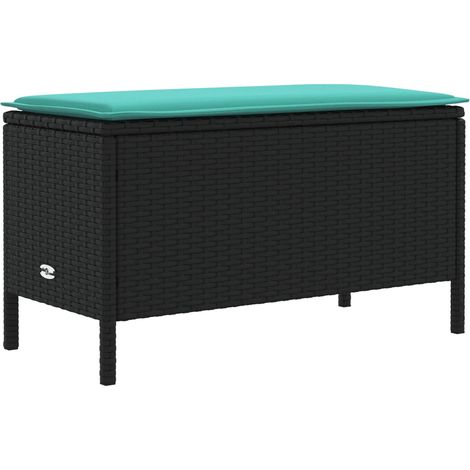 Pouf de  Noir et turquoise 80 x 38 x 42 cm Rotin PE