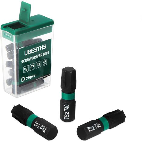 Torx T40 Lot de 25 embouts de tournevis, tige hexagonale 1/4", 25 mm de long, avec boîte (1/5)