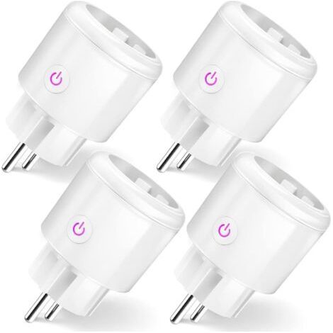 Prise Connectée WiFi, 16A Prise Intelligente Compatible avec Alexa, Google Home, Contrôle à Distance, Mesure de Consommation Électrique, Contrôle Vocal, Fonction de Temps, 2.4GHz, 4 Pièces, White (1/5)