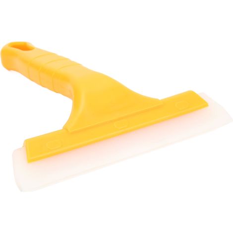 Raclette multifonctionnelle jaune en silicone souple anti-rayures, universelle pour voiture, vitres, cuisine et salle de bain. (1/5)