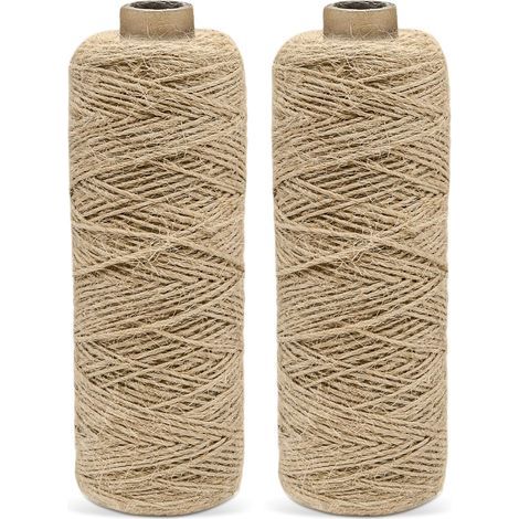 2 Pièces Ficelle, 1mm Corde Jute Naturelle, 400m Fil Robuste Pour Jardinage, Macramé, Emballage Cadeau (1/5)
