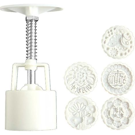 5er-Pack Hand-Keksstempel, Mondkuchen-Dekorationsform, Fass-Mondkuchenform, 125 g, Gebäck-DIY-Werkzeug, Mittherbstfest