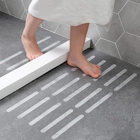 24Pcs Anti-Rutsch Streifen Aufkleber, Anti-Rutsch Adhesive Bad Aufkleber Clear Grip Streifen, Badewanne Aufkleber Anti Rutsch Bad Aufkleber Sicherheitsband für Treppen (Größe: 20cm, Farbe: Transparent