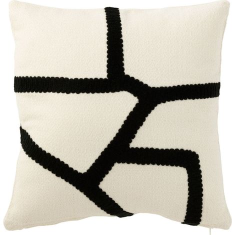 Coussin Déco "Ligne" 43x43cm Blanc & Noir (1/5)