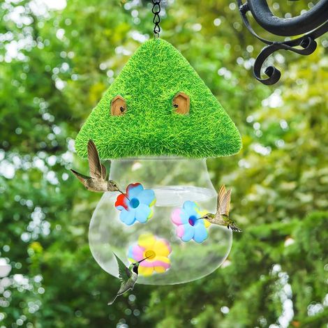 Mangeoire À Eau pour Colibris, Distributeur d'eau Colibri à Suspendre en Plein air - Jolie Mangeoire à Oiseaux en Forme de Champignon - Cadeau pour Les Amateurs d'oiseaux
