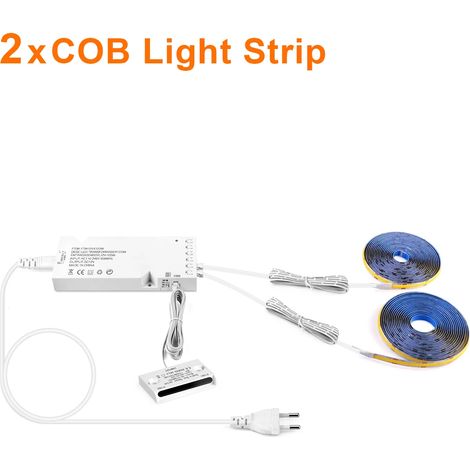 (2 bandes, lumière naturelle, 5 m) Interrupteur à capteur d'ouverture de porte intelligent conforme aux normes européennes, bande lumineuse LED COB intégrée, adaptée aux vitrines. (1/5)