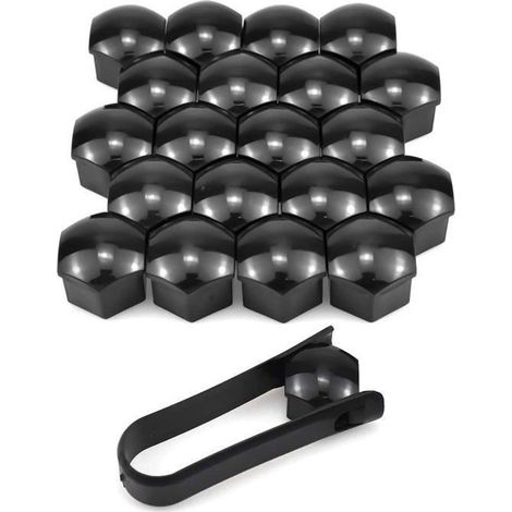 Cache Ecrou 19 mm,20 Pièces 19mm Boulon Ecrou Couvre,Capuchons Protection Hexagonal pour écrous De Roue,noir (1/4)