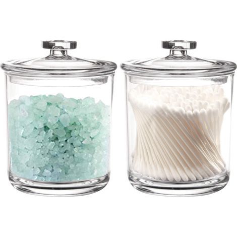 Boite Coton Tige 450ML, Distributeur Coton, Boite de Rangement Plastique pour Salle de Bain (1/5)