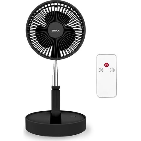 Ventilateur sur pied avec télécommande, batterie rechargeable 7 200 mAh, 3 vitesses, hauteur réglable de 36 à 97,5 cm, pliable, avec télécommande et chargeur USB (1/5)