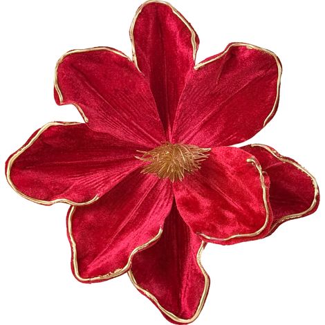 Fiori per l'albero di Natale - Magnolia rossa a punta H 27 cm Fi 22 cm (1/5)