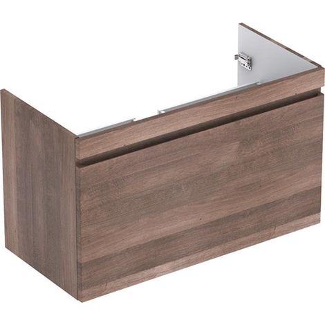Mueble bajo lavabo para mueble Geberit Renova Plan, con un cajón y un cajón inglés: Ancho 98,8cm, Alto 58,5cm, Fondo 47,3cm, Roble / Lámina decorativa estructurada
