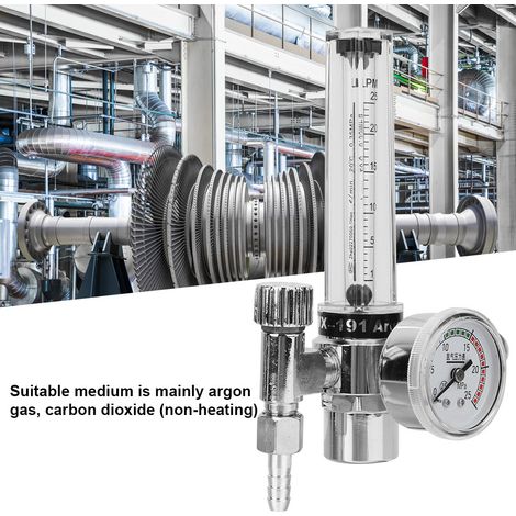 Régulateur de pression gaz argon à piston avec manomètre en alliage zinc chromé éco 40% gaz sortie raccord mâle G5/8-14 (CGA540) pour argon CO2 (1/5)