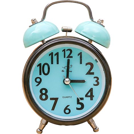 Réveil compact et puissant de 7,6 cm (3 pouces) pour gros dormeurs, à double sonnerie, fonctionnant sur piles, bleu
