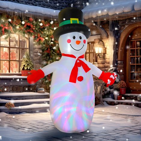 Muñeco de nieve navideño inflable, 240 cm, decoración navideña inflable con luces LED, 177x78x240cm, multicolor (1/5)
