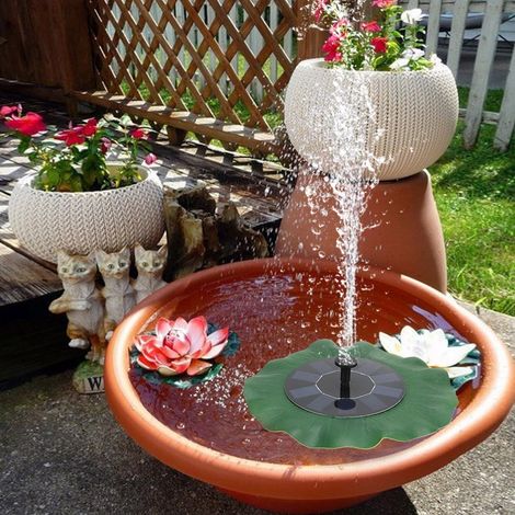 Fontaine flottante solaire pour extérieur 5 V, 1,6 W, paysagère, avec batterie lithium intégrée de 800 mA – lotus (1/2)