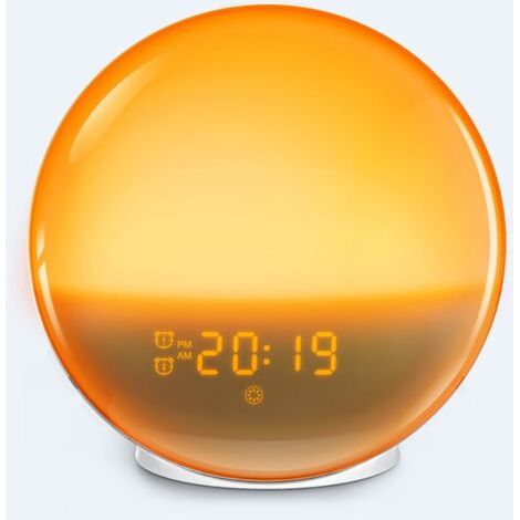 Réveil lumineux simulant le lever du soleil, avec 37 modes d'éclairage et 7 effets sonores naturels. (Un exemplaire inclus) (1/3)