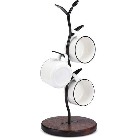Porte-tasses à café en forme d'arbre, étagère de rangement pour comptoir, accessoire de cuisine et de bar, noir (1/5)