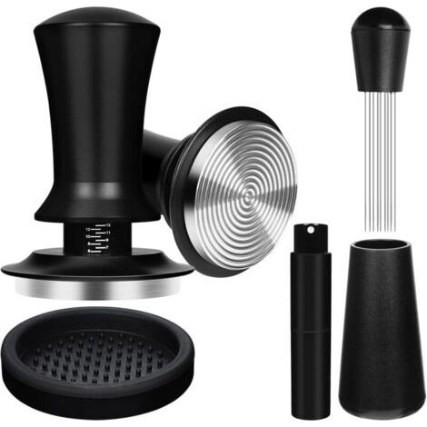 Ensemble de tampons à expresso de 51 mm avec ressort calibré de 13,6 kg, kit d'accessoires pour expresso avec outil de tamper à café, mélangeur à café, tapis tamper, flacon pulvérisateur,