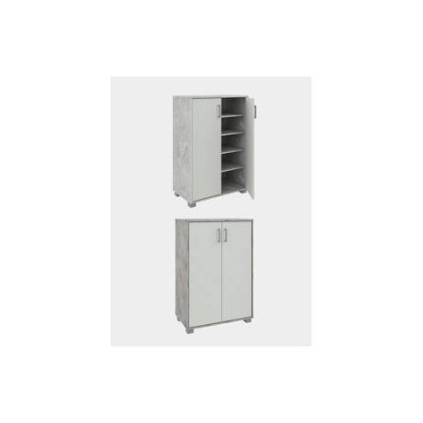 MOBILE BASSO 2A MULTIUSO 60X35X90 CEMENTO/BIANCO FRASSINO