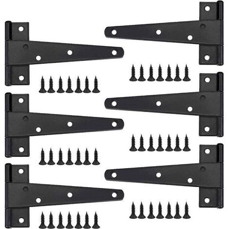 Furniture hinge, Heavy Duty Door Hinge 6pcs, 6 Inch, Stainless Steel Flat Hinge, Iron Door Hinges, Heavy Duty Hinges for Doors and Windows (1/4)