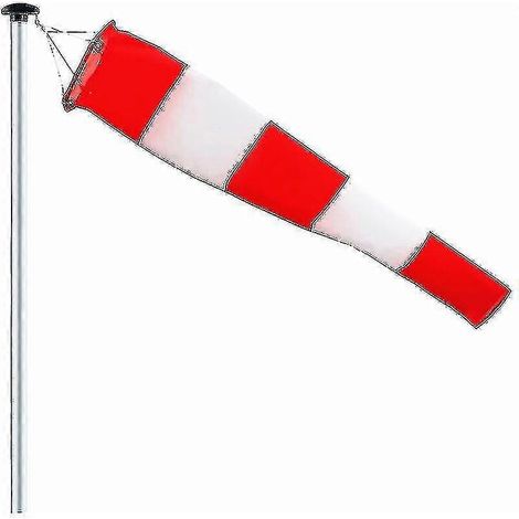 Manche à air extérieure 2024, indicateur de direction du vent rotatif de 150 cm, rouge et blanc (1/3)