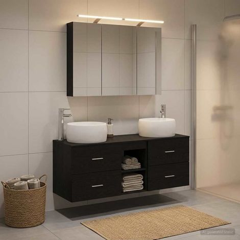 vidaXL Bathroom Furniture Set 4 pcs Black Oak (1/5)