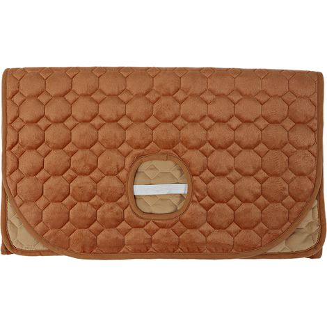 Drap de table de massage esthétique 80 x 190 cm, couverture de lit pour soins SPA avec trou d'aération rond, couleur camel (1/5)