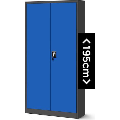 Armoire en métal verrouillable JAN H, 900 x 1950 x 400 mm, bleu anthracite (1/3)