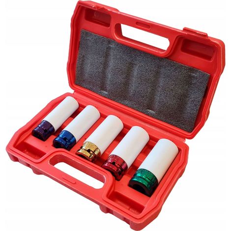 Juego de casquillos de impacto para llantas de aleaci贸n de aluminio 15-22 mm 1/2 largos (1/5)