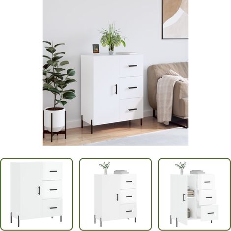 Hochglanz-Weiß - Sideboard Hochglanz-Weiß 69,5x34x90 cm Holzwerkstoff (1/5)