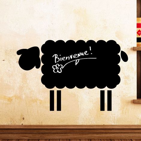 Sticker ardoise tableau noir - stickers muraux adhésif effaçable - MOUTONS 2 - 35x55cm (1/4)