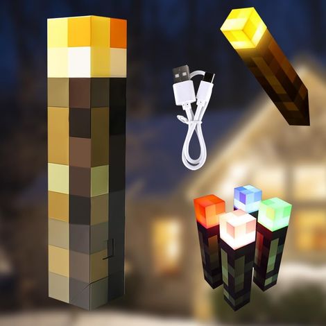 Wall Torch Night Light, 3D LED Craft Torch Lamp with 4 Colours, Night Lamp USB Rechargeable, Hand or Wall Mount Lighting for Children's Gifts, Room and Party Decoration (1/5)