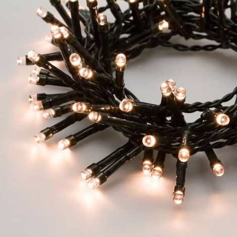 7.15 M CHAIN, 180 LED, WITH MEMORY CONTROLLER AND TIMER, GREEN CABLE, BATTERY, EXTERNAL BIANCO CALDO LUMINALPARK 30978 (1/5)