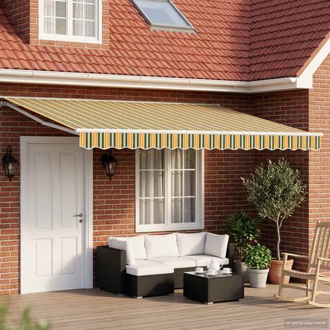 vidaXL Auvent rétractable électrique Vert, Jaune, Blanc 4,5 × 3,5 m