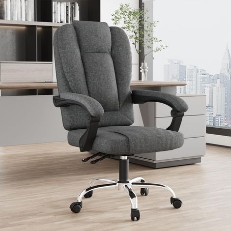 Ergonomic PU Leather Office Chair Reclining Lumbar Support Grey (1/5)
