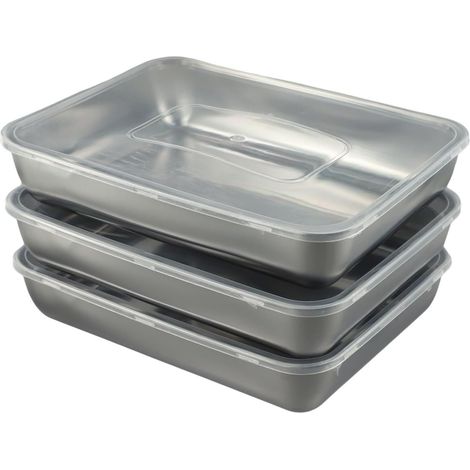 Lot de 3 Boîtes de conservation, Acier inoxydable, Couvercle hermétique, Rangement alimentaire, Réfrigérateur pique-nique (1/4)