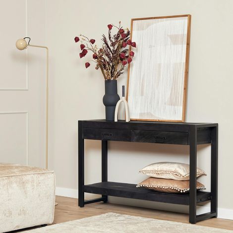 Console bois noir 2 tiroirs MILORA (1/5)