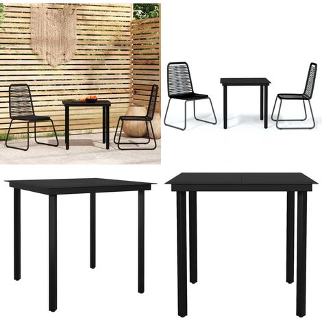 Ensemble à manger de jardin 3 pcs Noir - Table de jardin - Chaises de jardin (1/5)