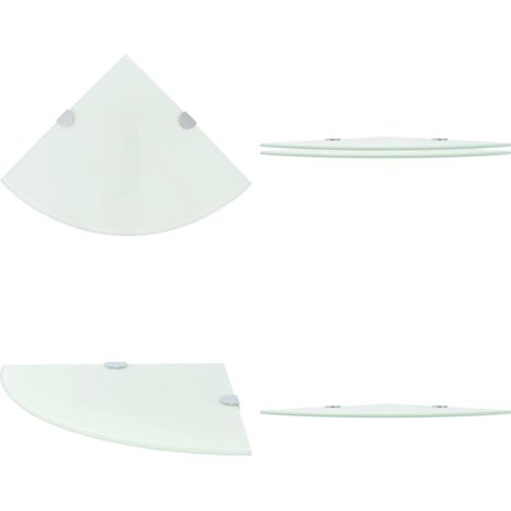 Eckregale 2 Stk. mit Verchromten Halterungen Glas Weiß 25x25 cm - Wandregal - Eckregal - Glasregal - Wohnwandregal - Küchenregal - Home & Living (1/5)