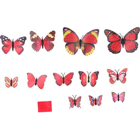 12 papillons 3D autocollants muraux colorés, décoration DIY artistique pour chambre (1/5)