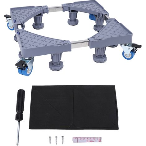 Support de réfrigérateur, base mobile, chariot de meubles réglable avec 8 pieds solides, 4 roues de verrouillage pour lave-linge, lave-linge, sèche-linge, réfrigérateur (1/5)